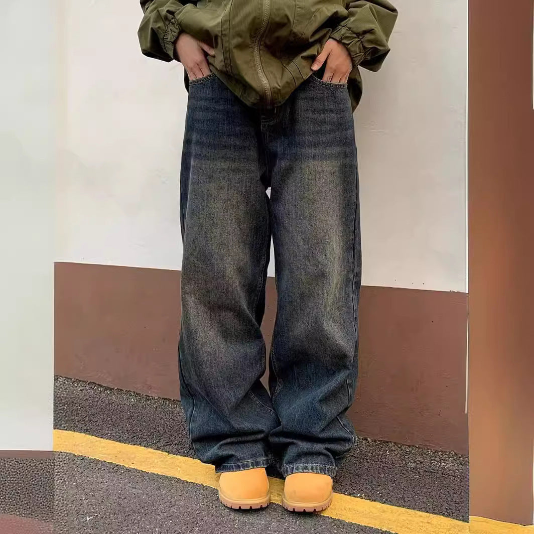 Street Distressed Retro Washed Jeans Male And Female