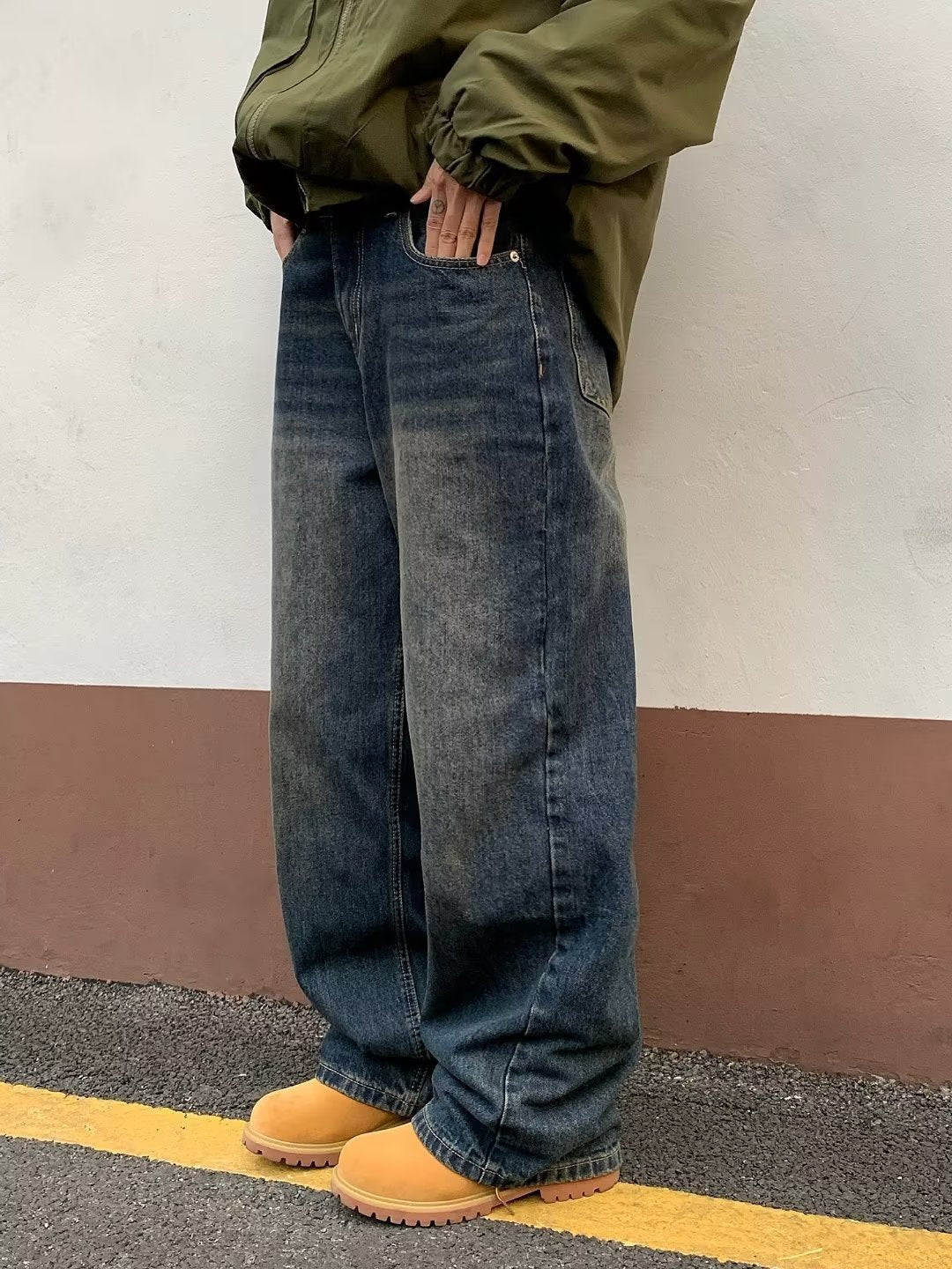 Street Distressed Retro Washed Jeans Male And Female