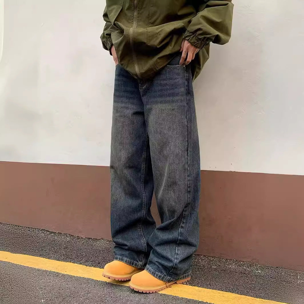 Street Distressed Retro Washed Jeans Male And Female
