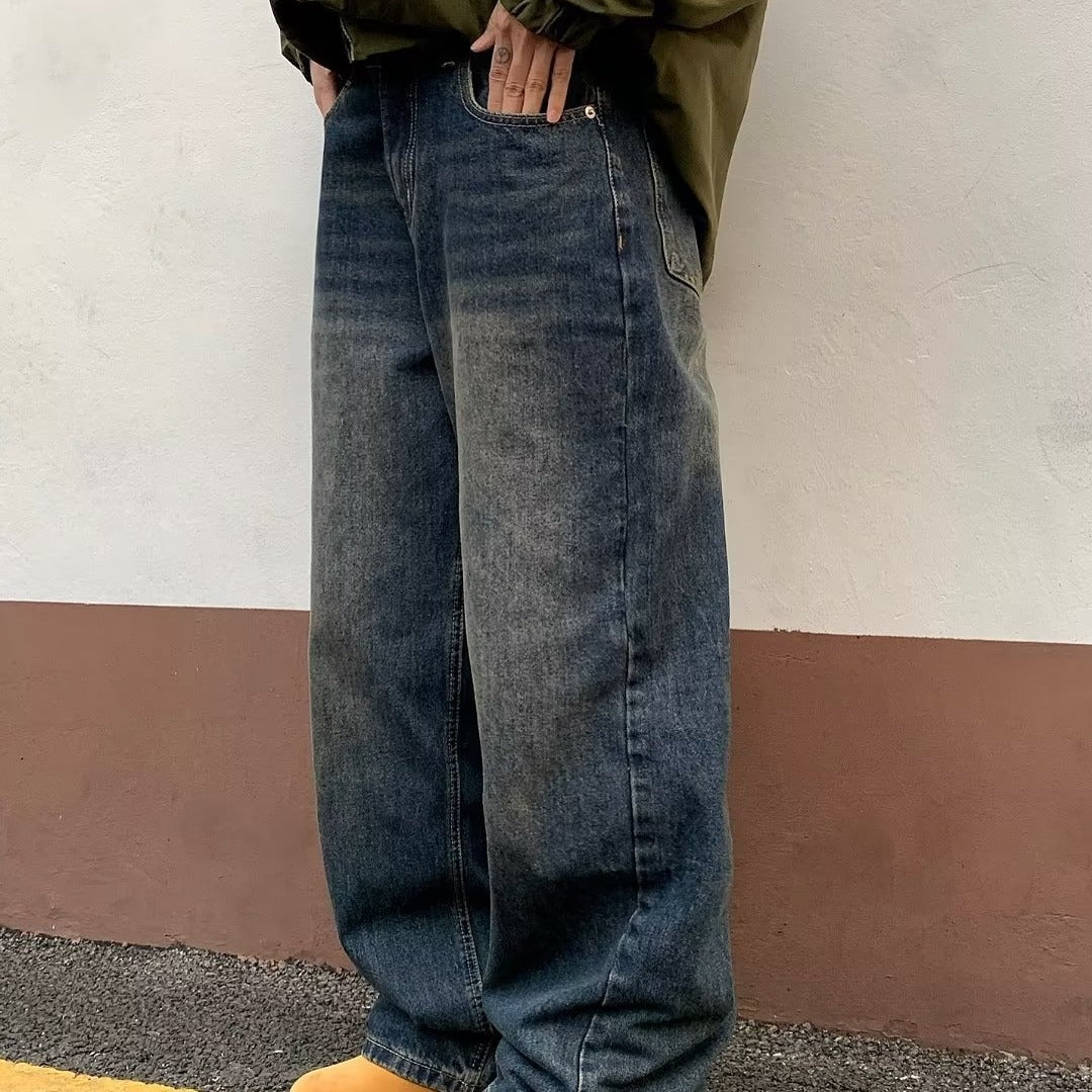 Street Distressed Retro Washed Jeans Male And Female