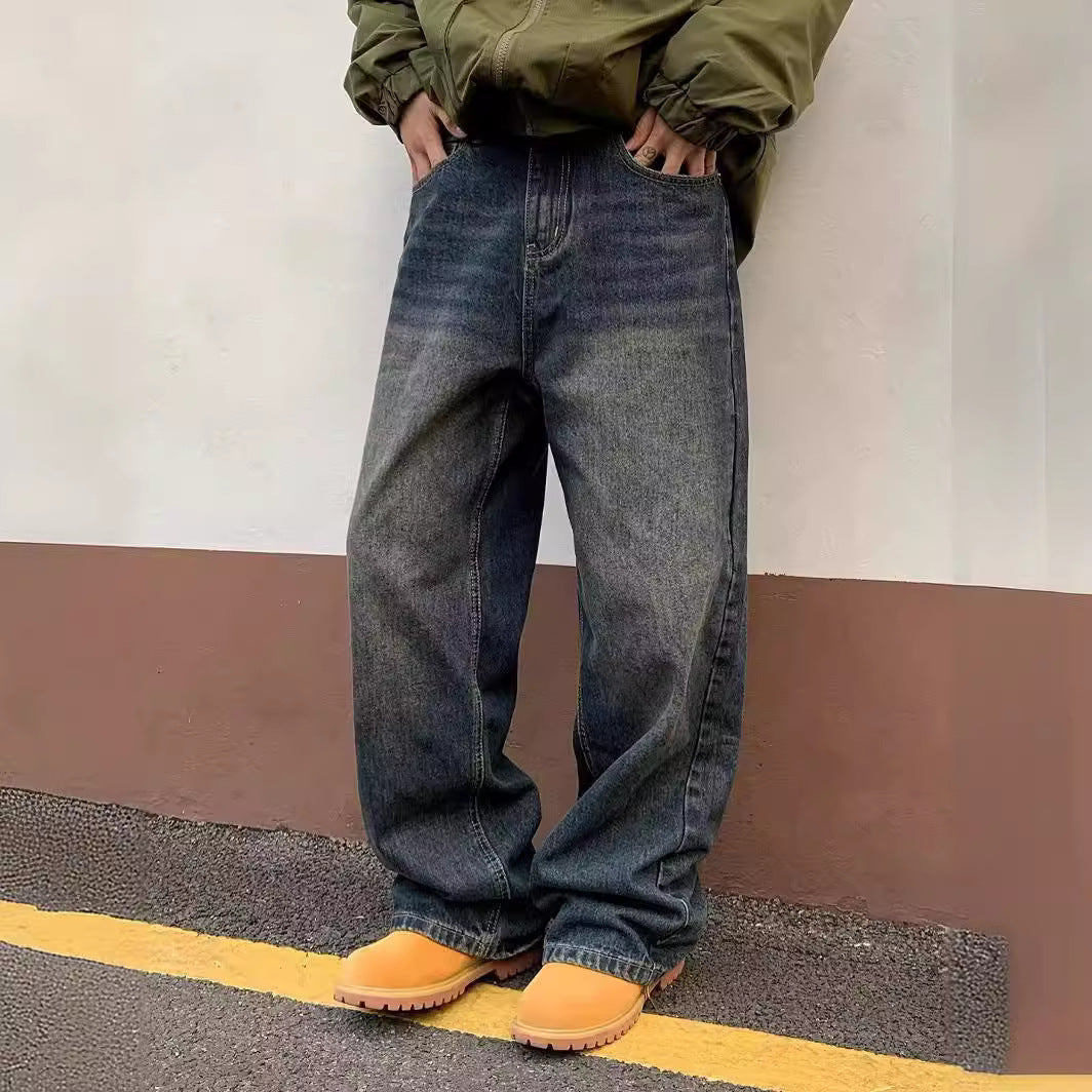 Street Distressed Retro Washed Jeans Male And Female